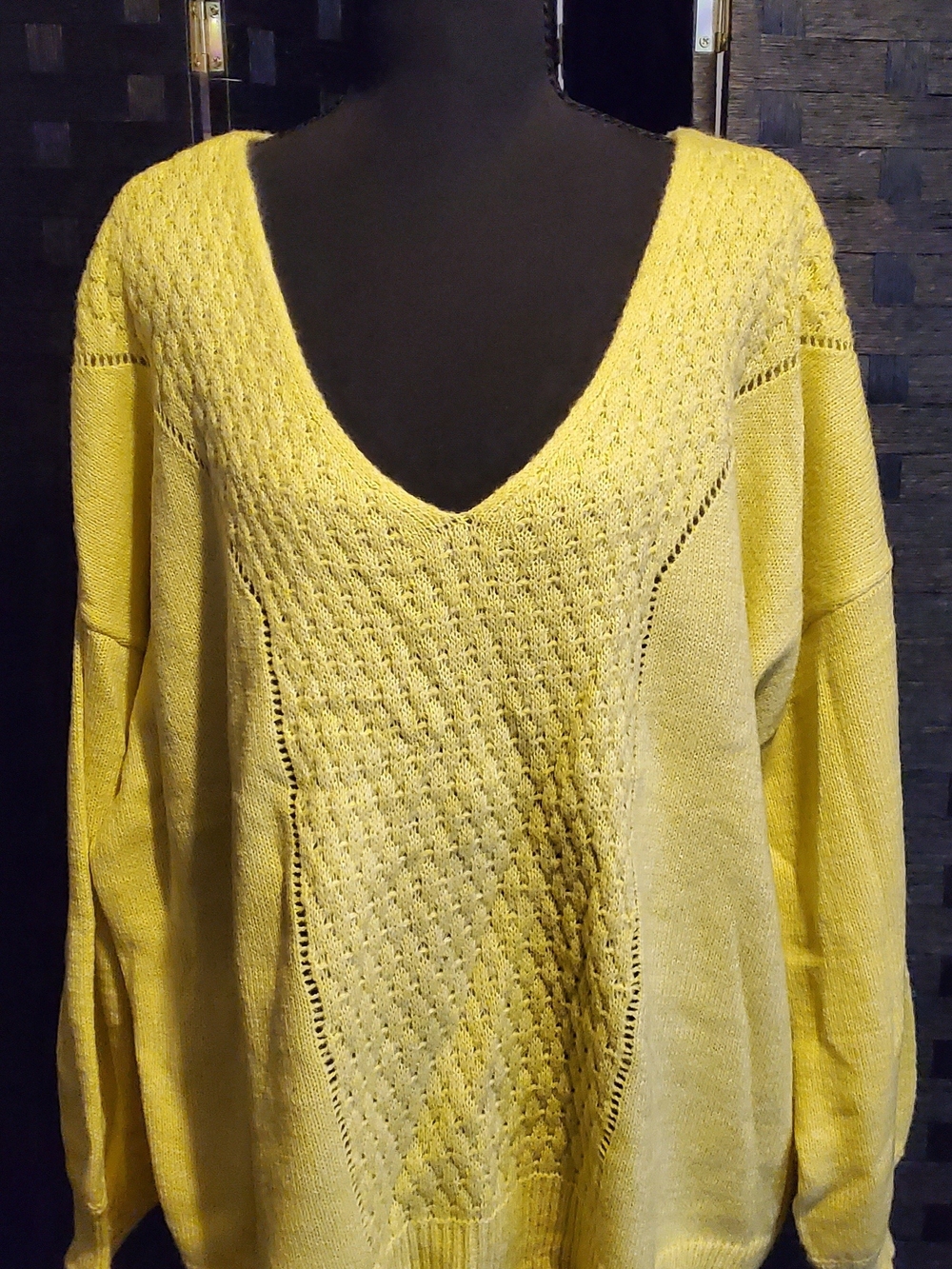 Maurices Sunny Yellow V-Neck Textured Knit Sweater